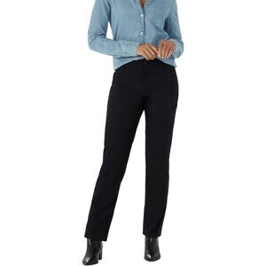 NWT Lee Women’s Wrinkle Free Relaxed Fit Straight Leg Pant in Black Sz 2 Regular